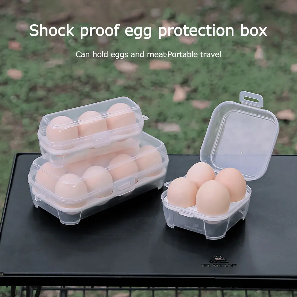 1/3/5pcs Portable Eggs Box 3/4/8 Grids Egg Holder with Lid Outdoor Camping Picnic Egg Storage Box Transparent Kitchen Organizer