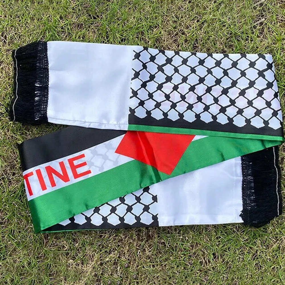 30-1PC Palestine Shawl Flag Scarf Palestine Scarf Printing Satin Palestinian Flag Scarf Palestinian National Day Scarves