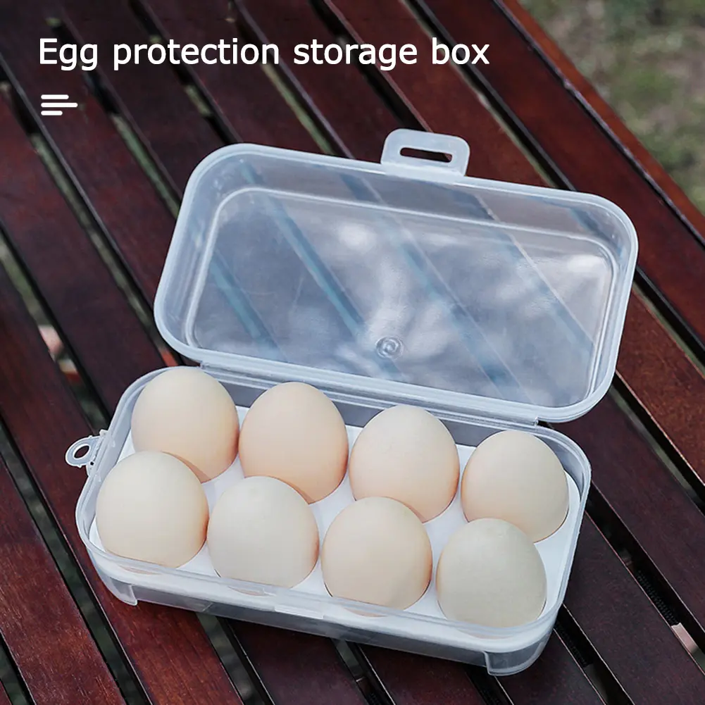 1/3/5pcs Portable Eggs Box 3/4/8 Grids Egg Holder with Lid Outdoor Camping Picnic Egg Storage Box Transparent Kitchen Organizer