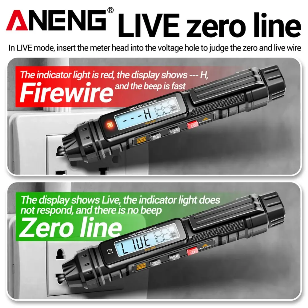 ANENG A3005 Digital Multimeter Pen Type Electrical Voltmeter Ammeter 4000 Counts Non-Contact AC/DC Current Voltage Tester Meter