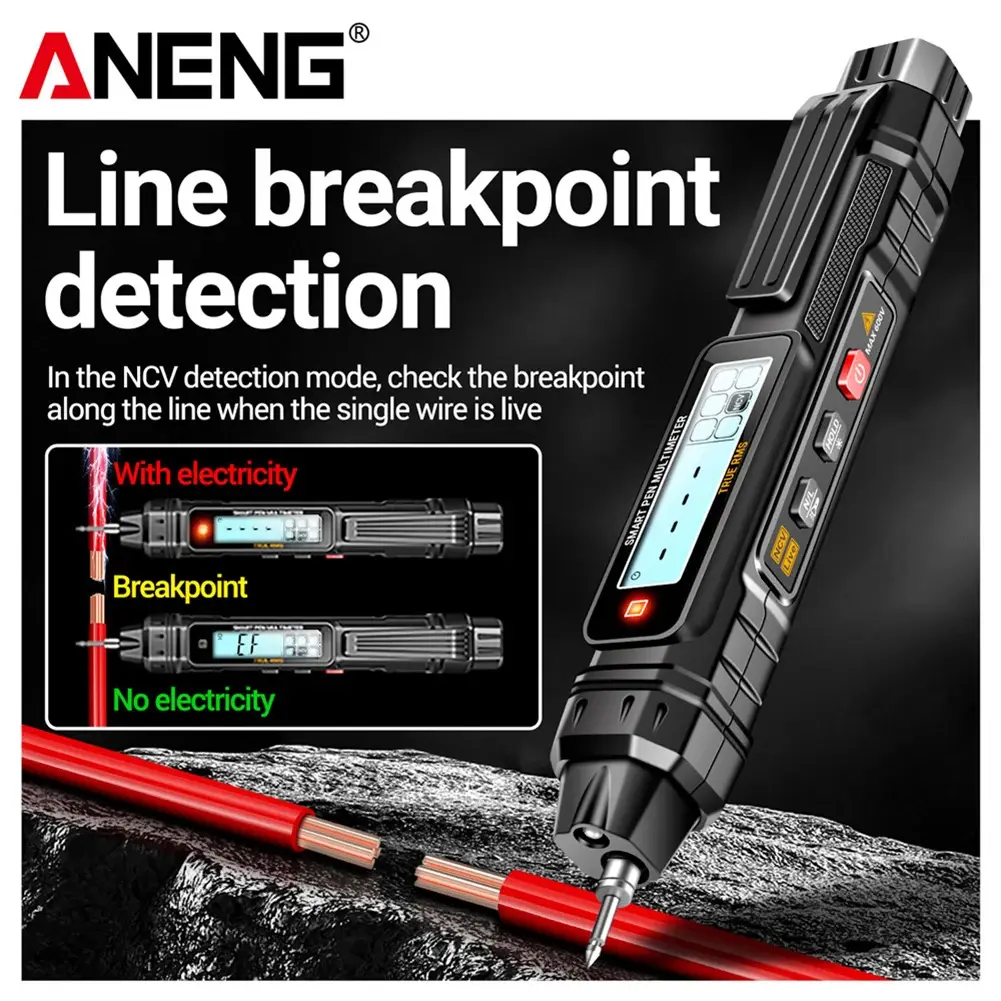 ANENG A3005 Digital Multimeter Pen Type Electrical Voltmeter Ammeter 4000 Counts Non-Contact AC/DC Current Voltage Tester Meter