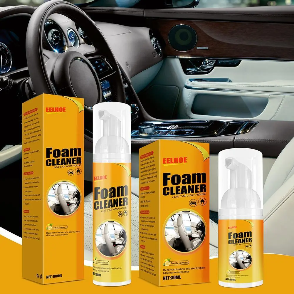 30ml Multi-purpose Foam Cleaner Spray Foam Cleaning Leather Car Dashboard Cleaner Stain Removal Maintenance Wash Car Accessories
