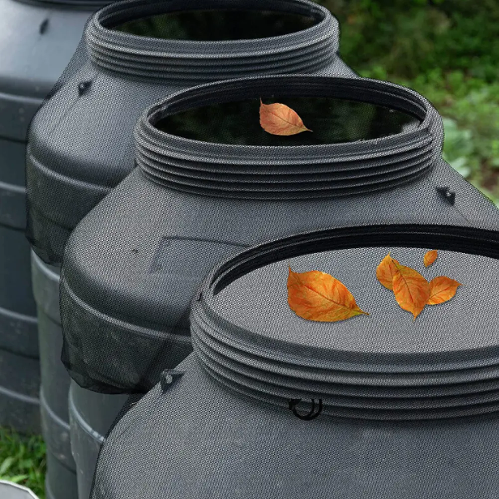 60-120CM Rain Barrel Cover Outdoor Water Tank Mesh Cover Netting for Rain Barrels Water Collection Buckets Cover Garden Supplies