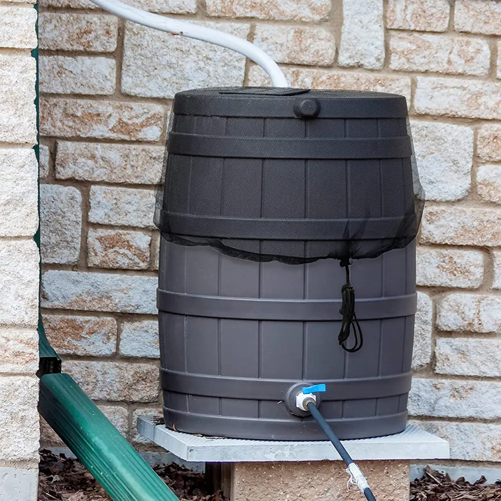 60-120CM Rain Barrel Cover Outdoor Water Tank Mesh Cover Netting for Rain Barrels Water Collection Buckets Cover Garden Supplies