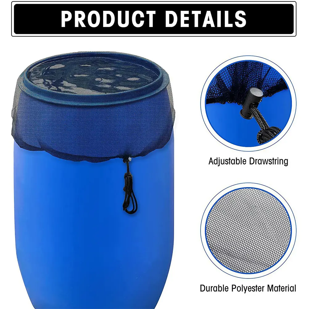 60-120CM Rain Barrel Cover Outdoor Water Tank Mesh Cover Netting for Rain Barrels Water Collection Buckets Cover Garden Supplies