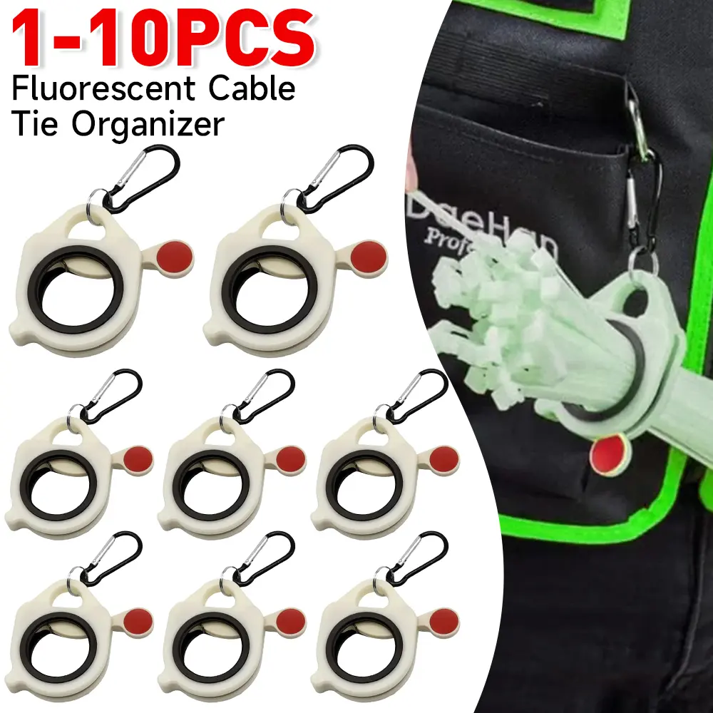 1-10pcs Fluorescent Cable Tie Organizer Storage Cable Tie Holder Portable Cable Tie Storage Tool Electrical Wire Tie Organizer
