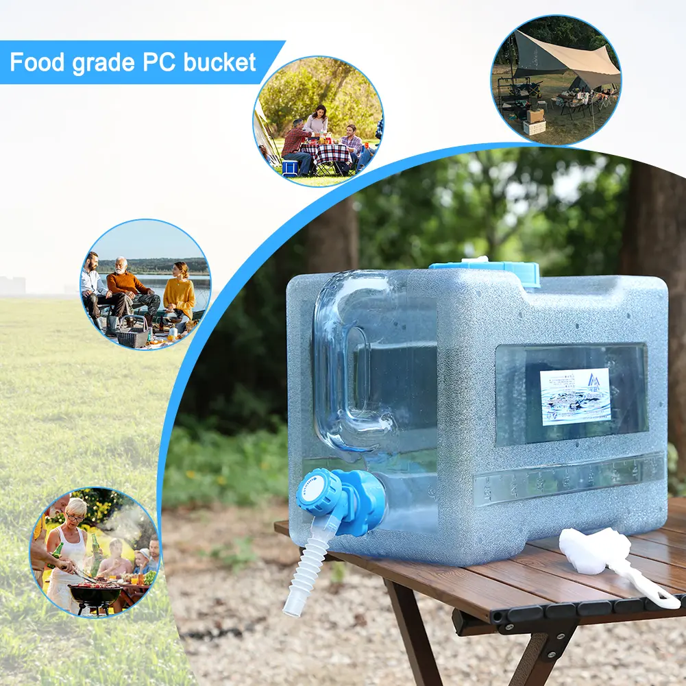 8/12/16L Outdoor Water Bin Large Capacity Camping Bucket with Faucet No Leakage Driving Water Bucket Container for Travel Picnic