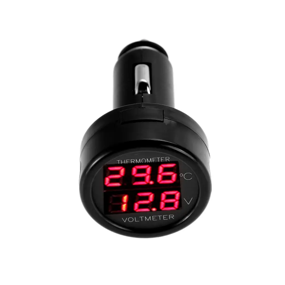 Car Adapter Charger Cigarette Lighter 12V 24V Digital Voltmeter Thermometer Voltage Temp Meter for Car RV Truck Boat