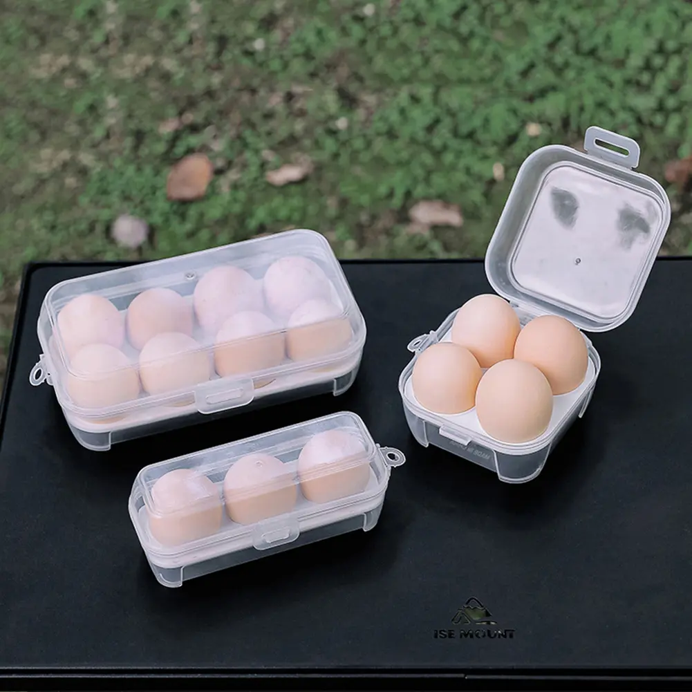3/4/8 Grids Eggs Box Case Shockproof Egg Holder Kitchen Food Container Case Transparent Egg Organizer for Outdoor Camping Picnic