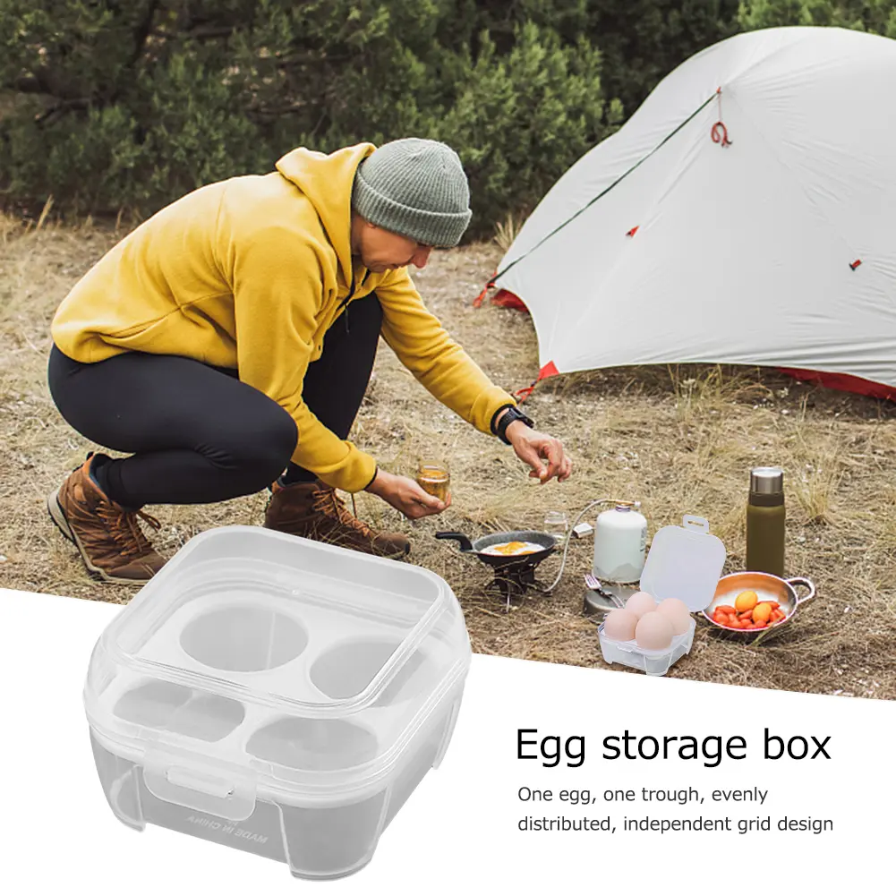 3/4/8 Grids Eggs Box Case Shockproof Egg Holder Kitchen Food Container Case Transparent Egg Organizer for Outdoor Camping Picnic