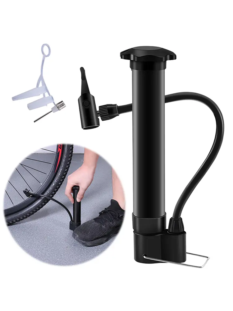 80PSI Bike Manual Air Pump Schrader Valve Bicycle Floor Pump Lightweight Balloon Tire Inflator for MTB Tires Balls Balloons