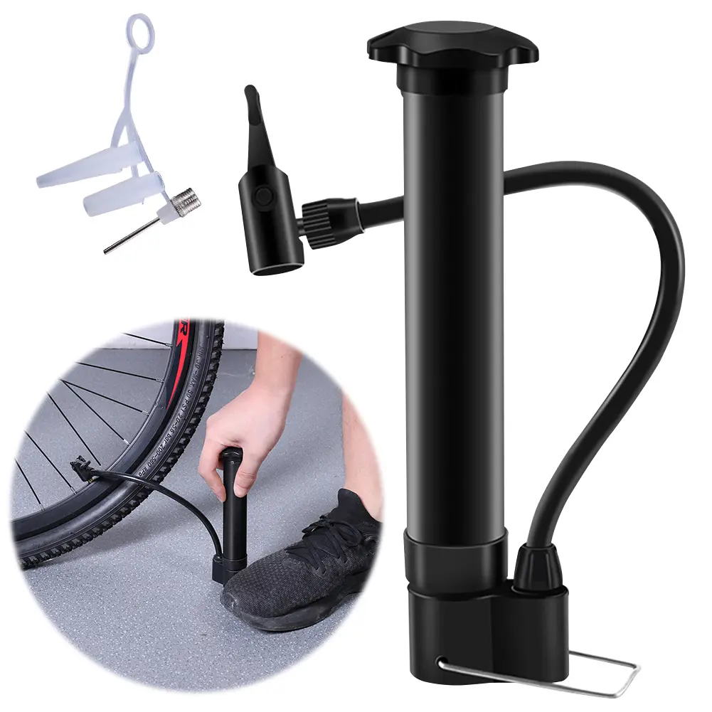 80PSI Bike Manual Air Pump Schrader Valve Bicycle Floor Pump Lightweight Balloon Tire Inflator for MTB Tires Balls Balloons