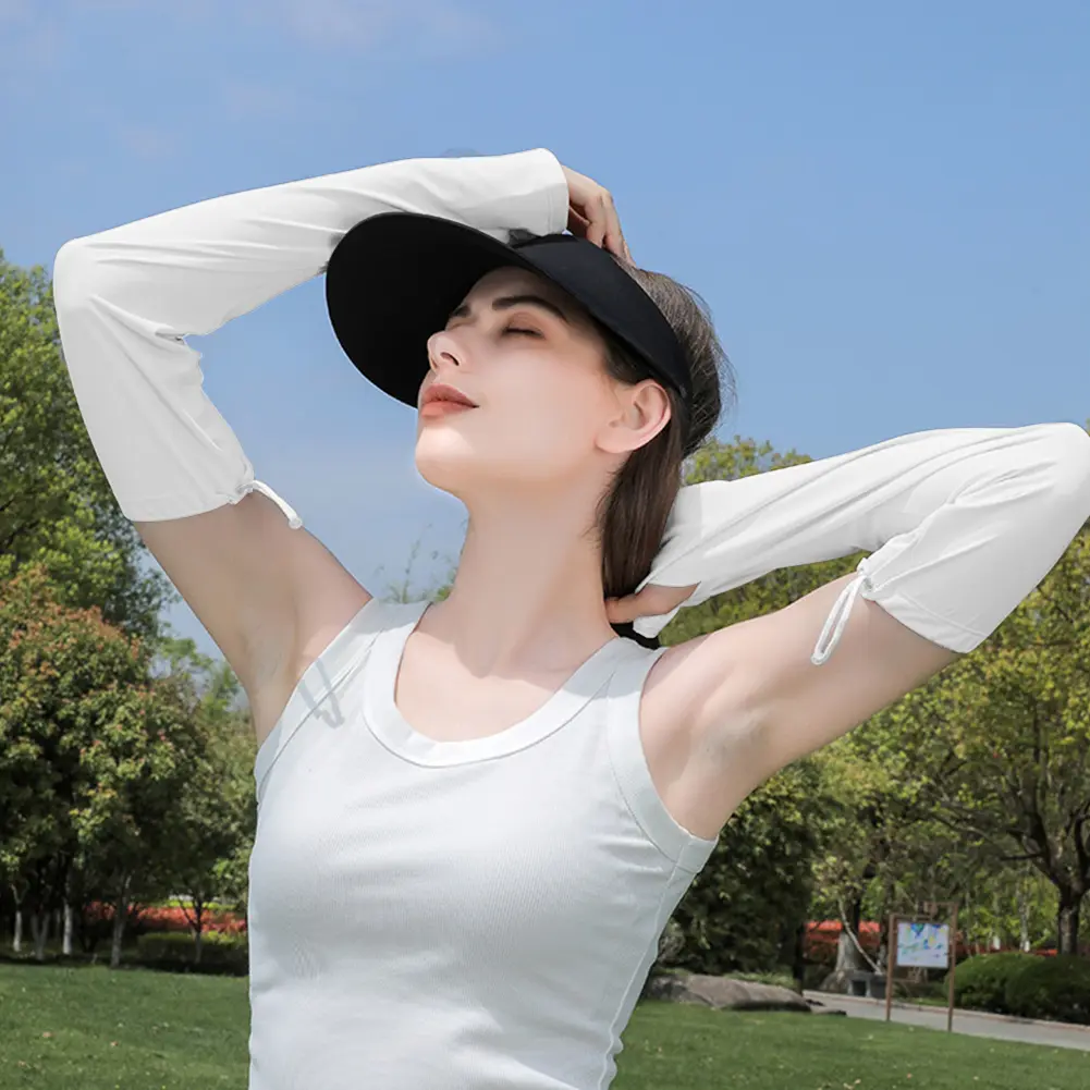 2PCS Ice Silk Cooling Arm Cover UV Protection Arm Sleeves Sunscreen Sleeves Woman Men Summer Cycling Driving Anti-sunburn Sleeve