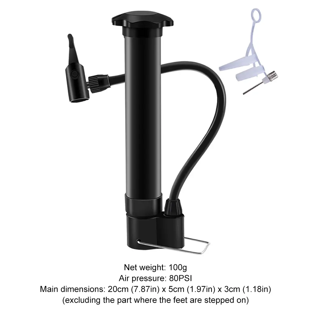 80PSI Bike Manual Air Pump Schrader Valve Bicycle Floor Pump Lightweight Balloon Tire Inflator for MTB Tires Balls Balloons