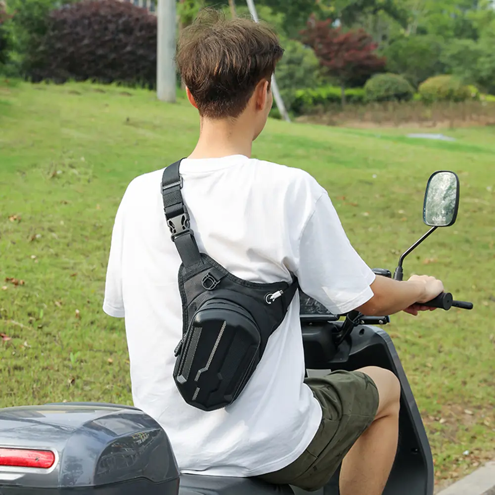 Motorcycle Drop Leg Side Bag Hard Shell Bike Saddle Bag Side Suitcase Fanny Pack Outdoor Casual Waist Bag Motorcycle Accessories