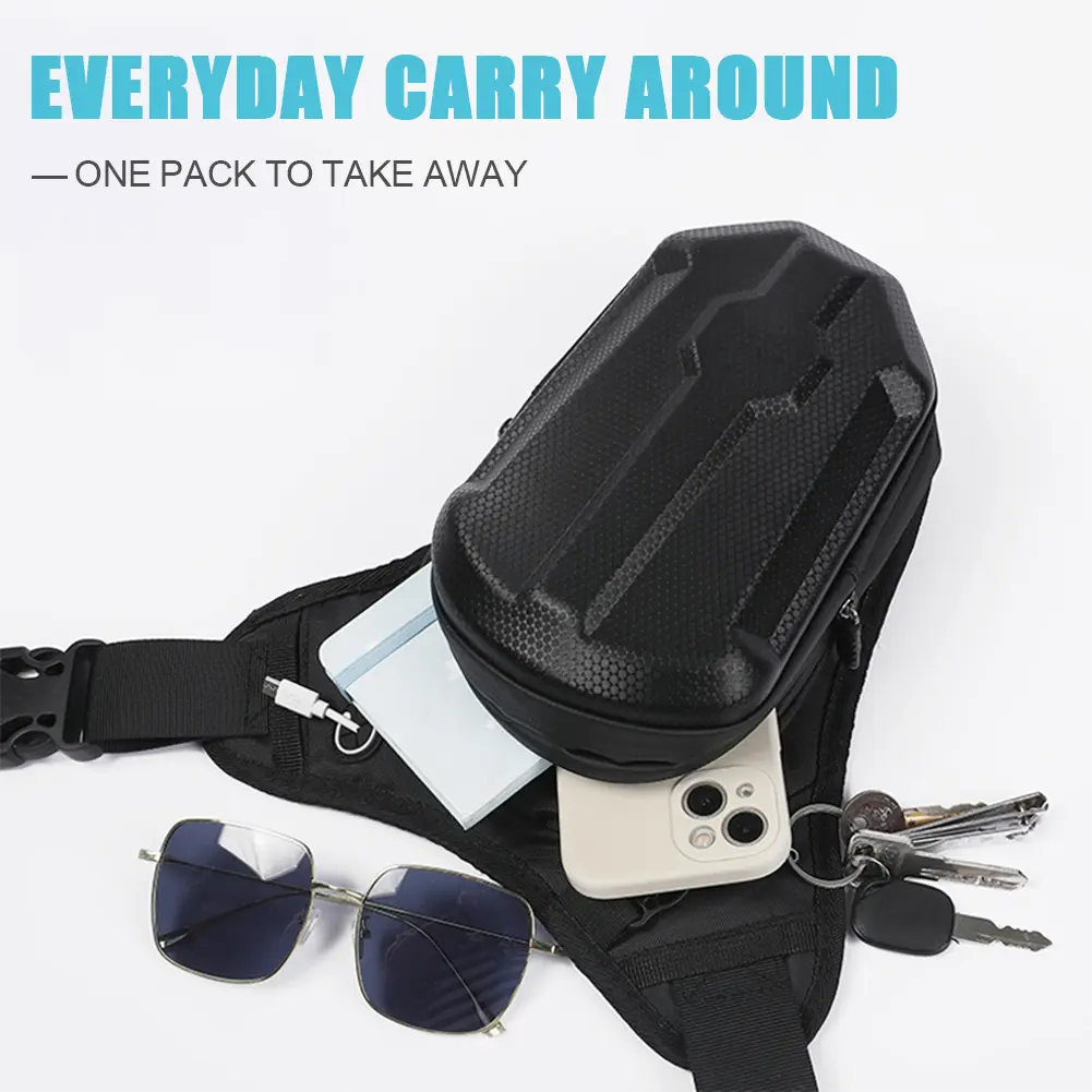 Motorcycle Drop Leg Side Bag Hard Shell Bike Saddle Bag Side Suitcase Fanny Pack Outdoor Casual Waist Bag Motorcycle Accessories