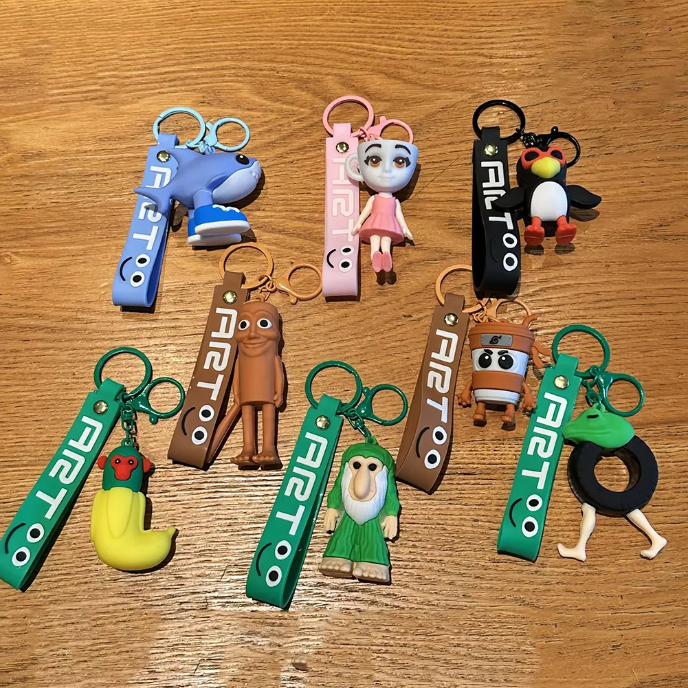Tralalero Tralalas Tung Tung Tung Sahur Animals Keychains Funny Italian Brainrot Car Key Rings Backpack Hanging Pendant Gifts
