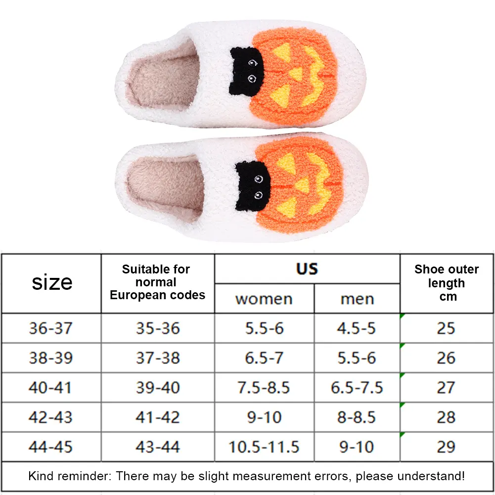 Halloween Pumpkin Cat Slippers Flat Thermal Slippers Comfortable Soft Furry Slipper Cute Black Cat Slippers for Winter
