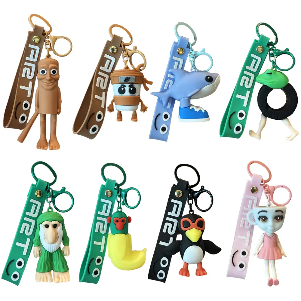Tralalero Tralalas Tung Tung Tung Sahur Animals Keychains Funny Italian Brainrot Car Key Rings Backpack Hanging Pendant Gifts