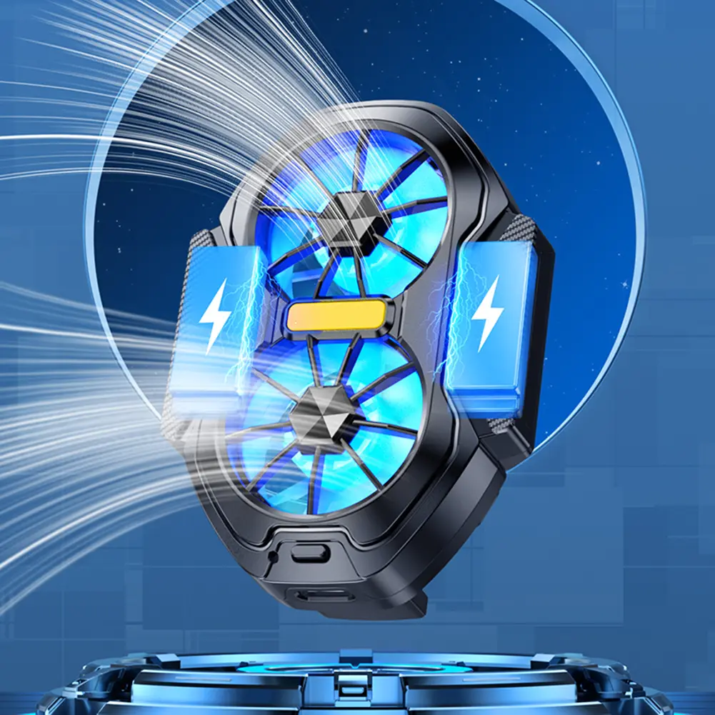 1/2pcs FS01 Dual Fan Mobile Phone Cooler Type-C Cell Phone Cooling Fan Plug-in Rechargeable Mobile Phone Radiator for Gaming