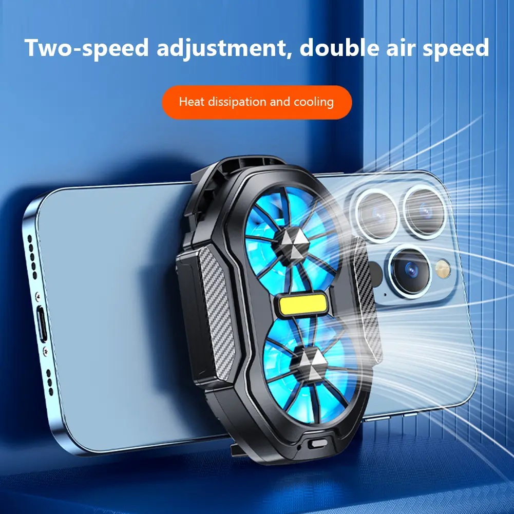 1/2pcs FS01 Dual Fan Mobile Phone Cooler Type-C Cell Phone Cooling Fan Plug-in Rechargeable Mobile Phone Radiator for Gaming