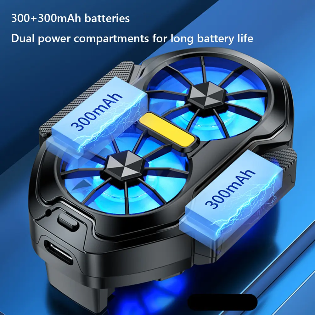1/2pcs FS01 Dual Fan Mobile Phone Cooler Type-C Cell Phone Cooling Fan Plug-in Rechargeable Mobile Phone Radiator for Gaming