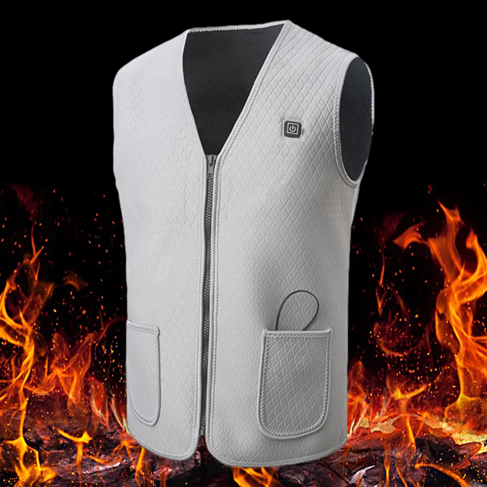 Intelligent Heated Vest 3-Gear Winter Warm Jacket USB Electric Heating Vest Outdoor Thermal Cycling Vest for Sports Hiking M-3XL