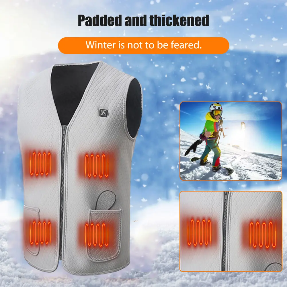 Intelligent Heated Vest 3-Gear Winter Warm Jacket USB Electric Heating Vest Outdoor Thermal Cycling Vest for Sports Hiking M-3XL