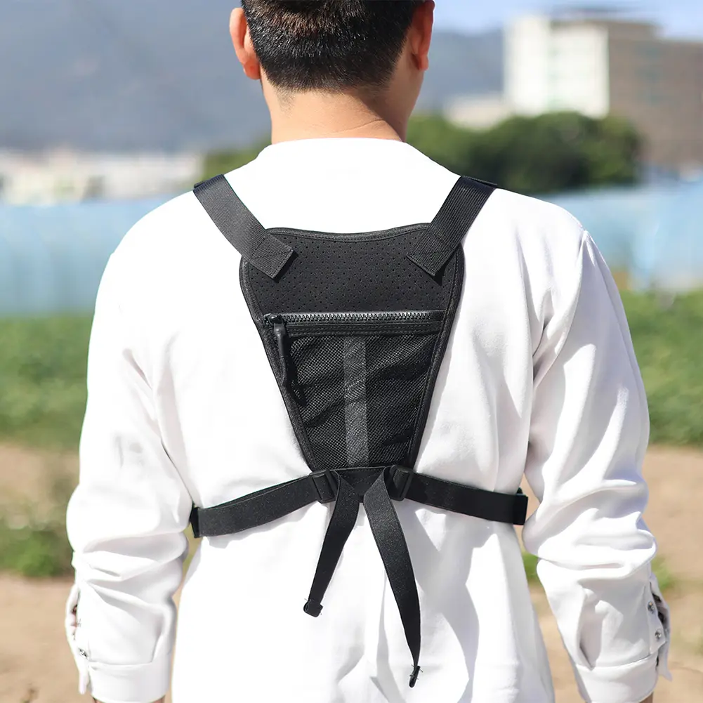Chest Bag Multi-function Front Chest Pack Men Chest Rig Bag Lightweight Running Vest Bag for Outdoor Cycling Hiking