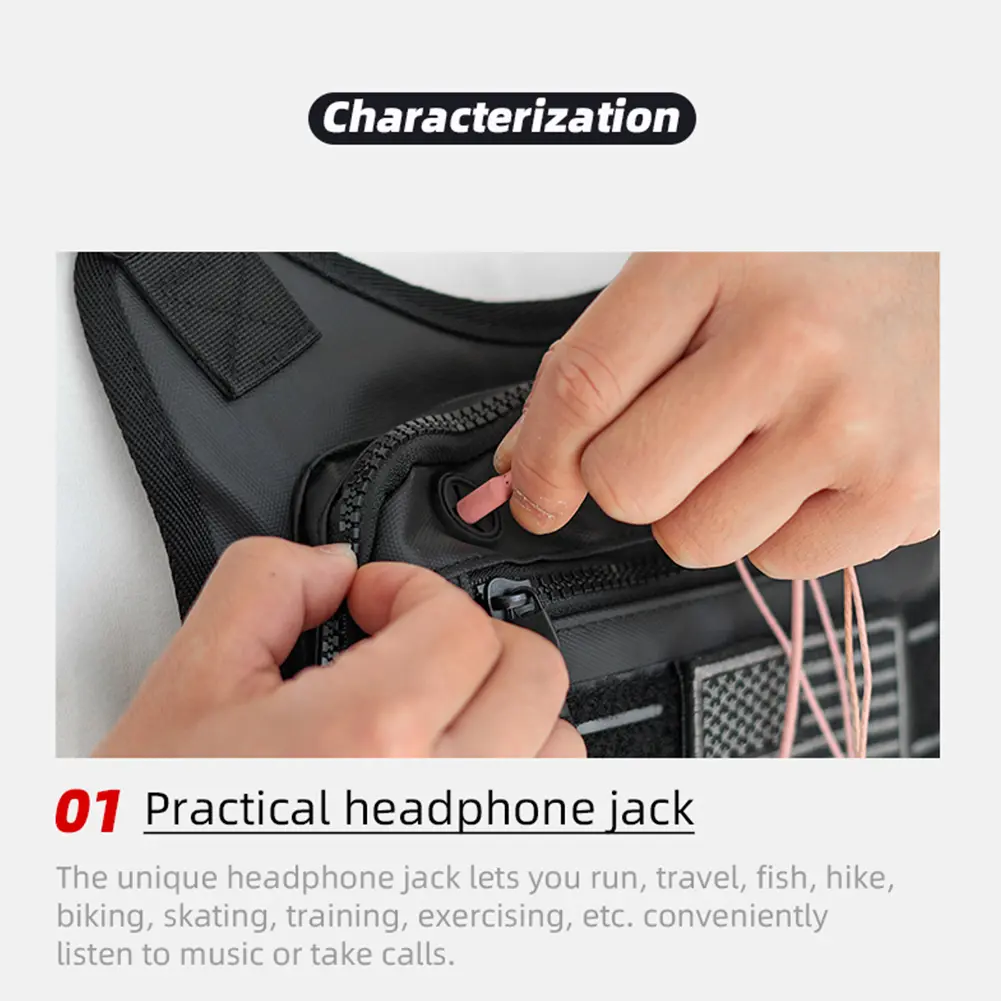 Chest Bag Multi-function Front Chest Pack Men Chest Rig Bag Lightweight Running Vest Bag for Outdoor Cycling Hiking