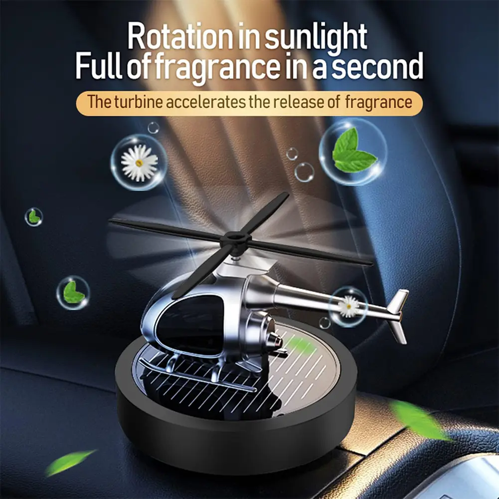 Solar Rotary Helicopter Car Air Freshener Odor Removal Aromatherapy Car Fragrance Diffuser Ornaments Car Interior Decorations