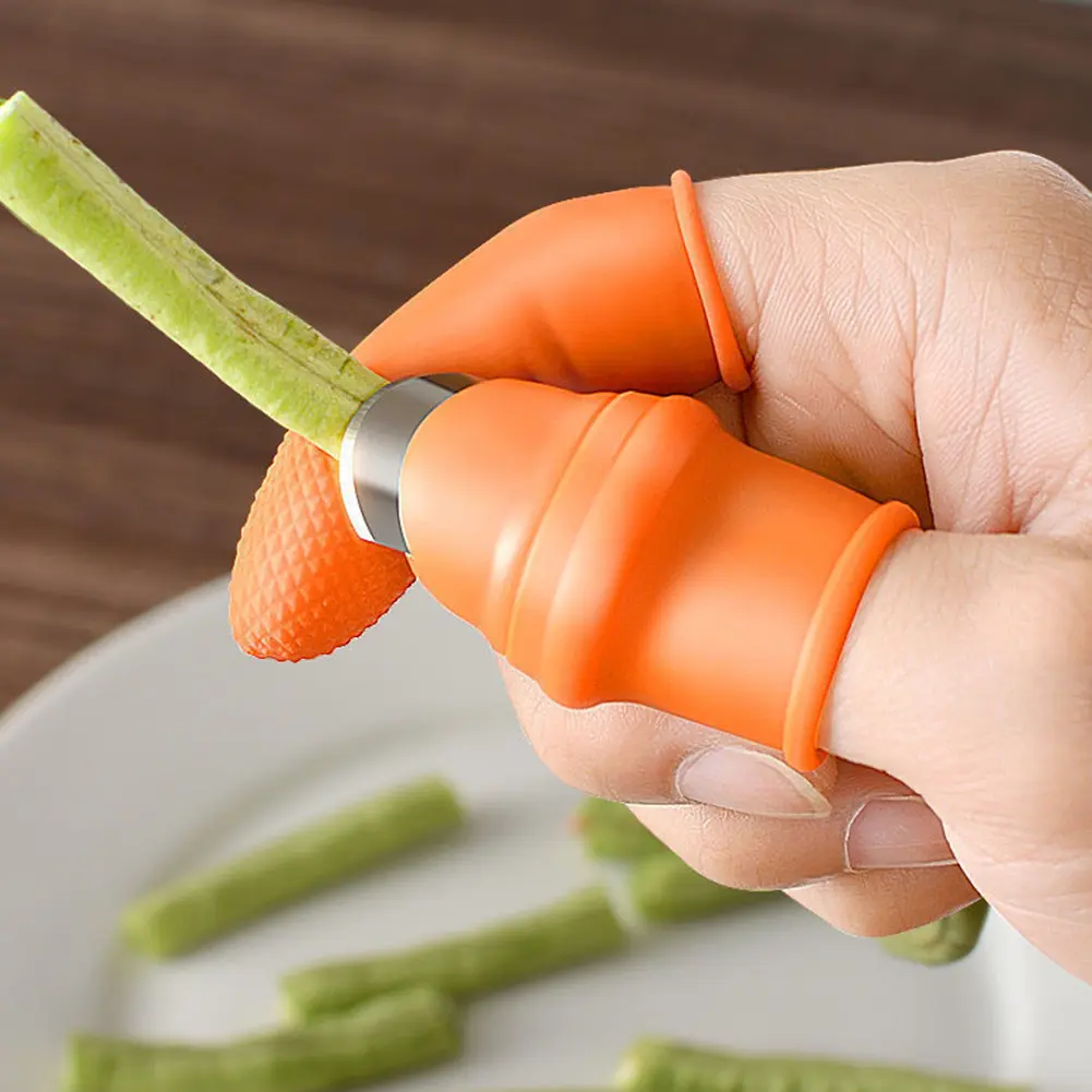 1-8set Silicone Thumb Knife Garden Picking Plant Vegetables Thumb Cutter Iron Nail Picker Pruning Shears Kitchen Acceesories