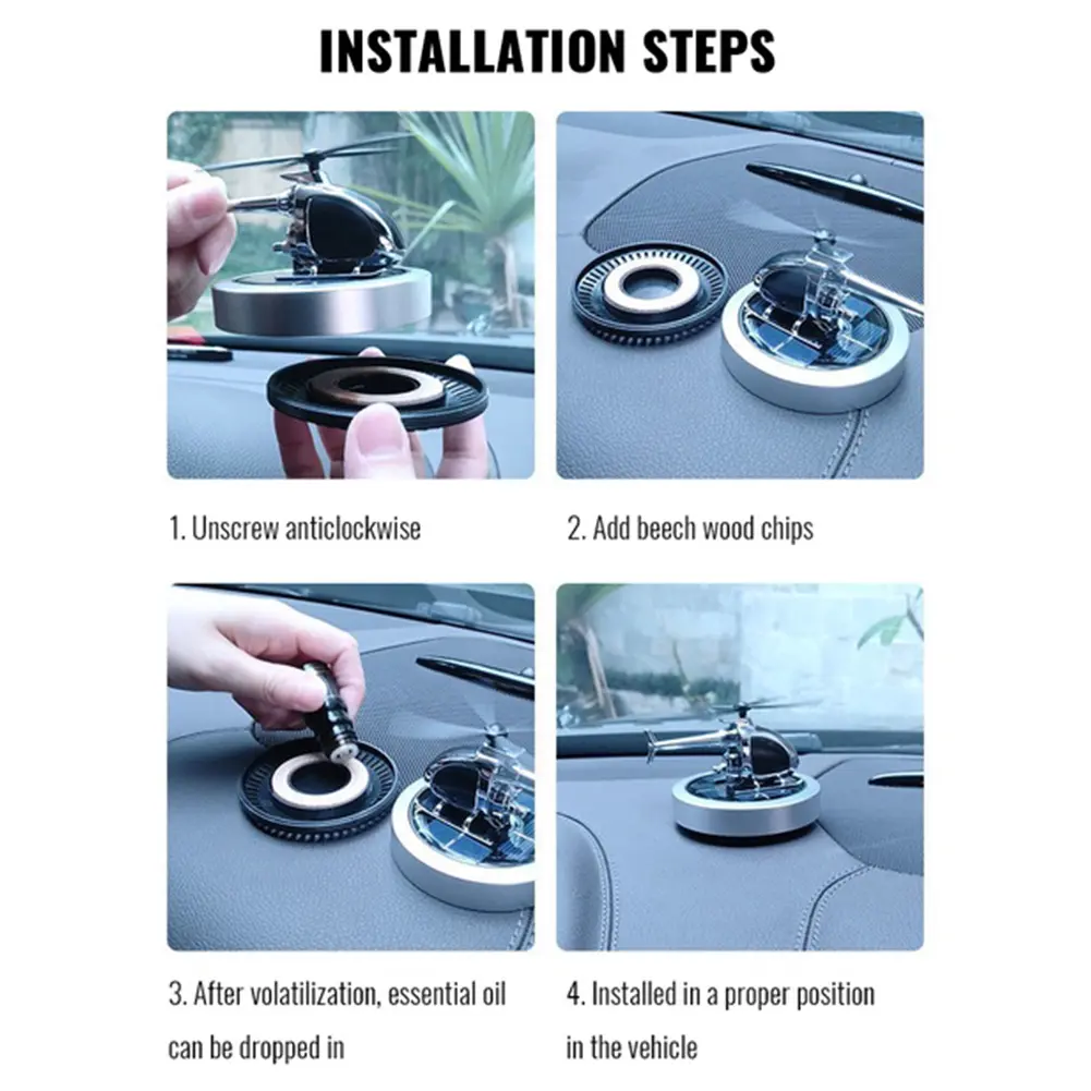 Solar Rotary Helicopter Car Air Freshener Odor Removal Aromatherapy Car Fragrance Diffuser Ornaments Car Interior Decorations