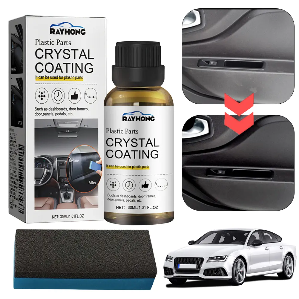 30ml Crystal Coating Wax with Sponge Console Instrument Panel Care Polish Cleaner Plastic Part Refurbishment for Car Maintenance