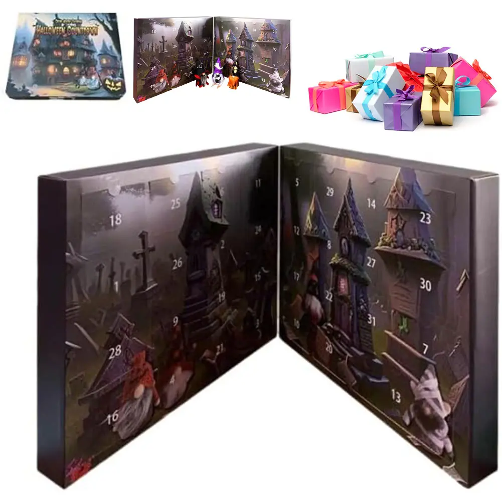 Halloween Advent Calendar Cartoon Gnome Doll Countdown Calendar Props Collectible Tabletop Ornaments Halloween Decoration 2024