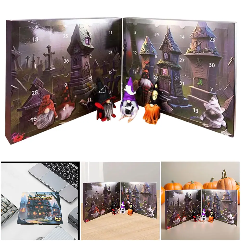 Halloween Advent Calendar Cartoon Gnome Doll Countdown Calendar Props Collectible Tabletop Ornaments Halloween Decoration 2024