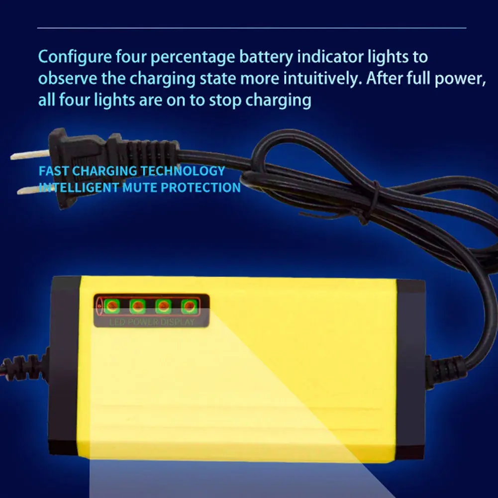 12V Intelligent Car Motorcycle Battery Charger LED Display Smart Battery Charger Overheat Overcharge Multi-protect Car Charger