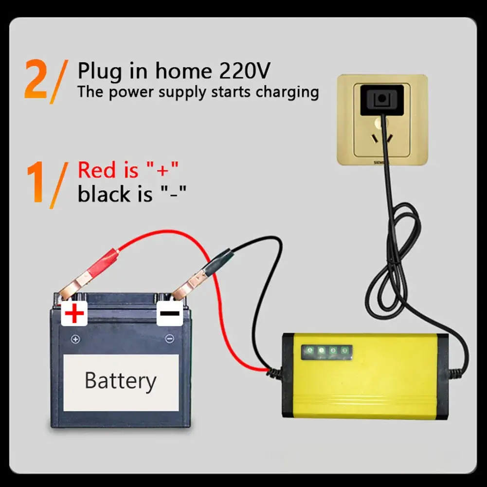 12V Intelligent Car Motorcycle Battery Charger LED Display Smart Battery Charger Overheat Overcharge Multi-protect Car Charger