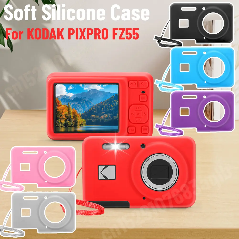 For Kodak PIXPRO FZ55 Digital Camera Soft Silicone Case with Lanyard Anti Scratch Protective Sleeve Cover Camera Accessories