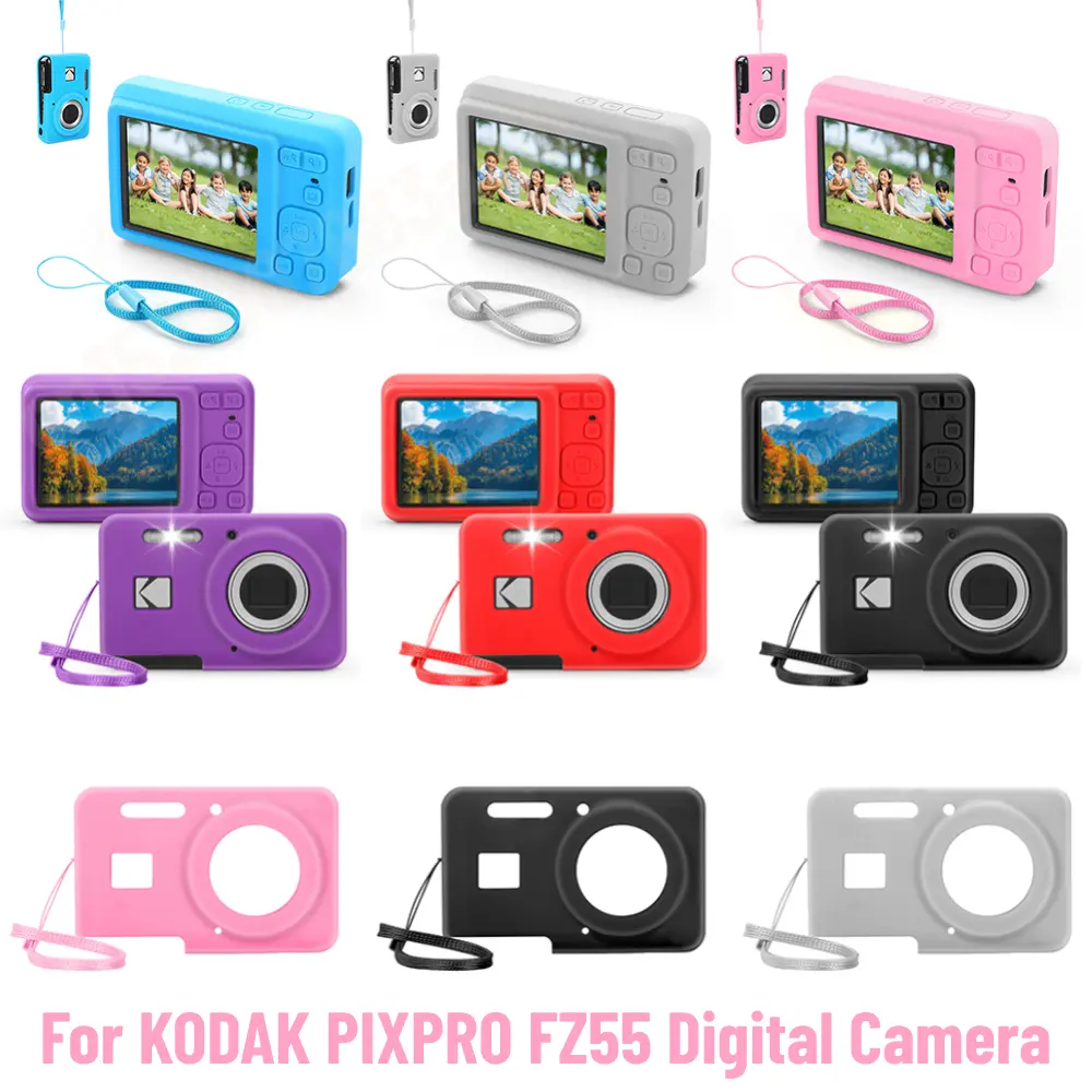For Kodak PIXPRO FZ55 Digital Camera Soft Silicone Case with Lanyard Anti Scratch Protective Sleeve Cover Camera Accessories