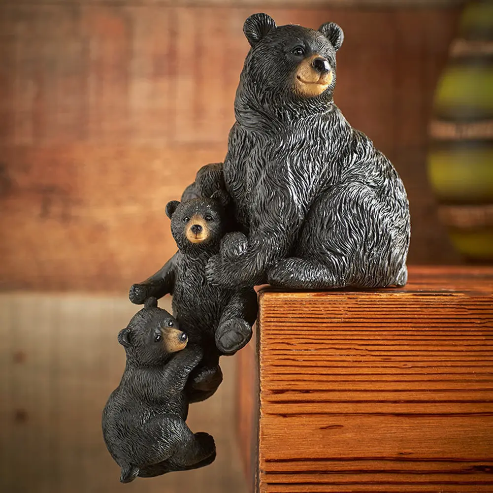 Cartoon Black Bear Shelf Ornaments Christmas Gnome Old Man Lakeside Polar Bear Figurine Statue Table Decor Christmas Decorations