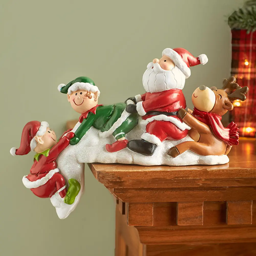 Cartoon Black Bear Shelf Ornaments Christmas Gnome Old Man Lakeside Polar Bear Figurine Statue Table Decor Christmas Decorations