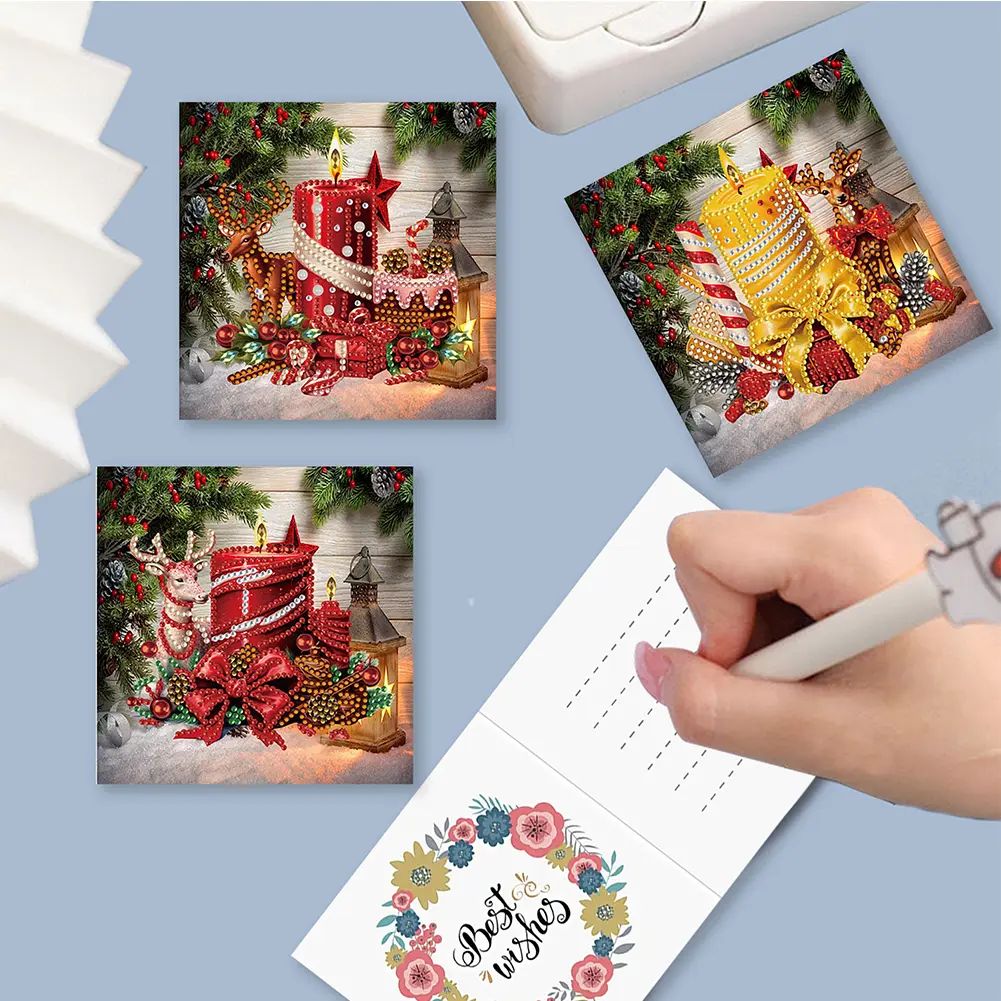 Diamond Painting Greeting Card Diamond Painting Mosaic Postcards DIY Handmade Daily Wish Cards Gifts Christmas Decorations 2024