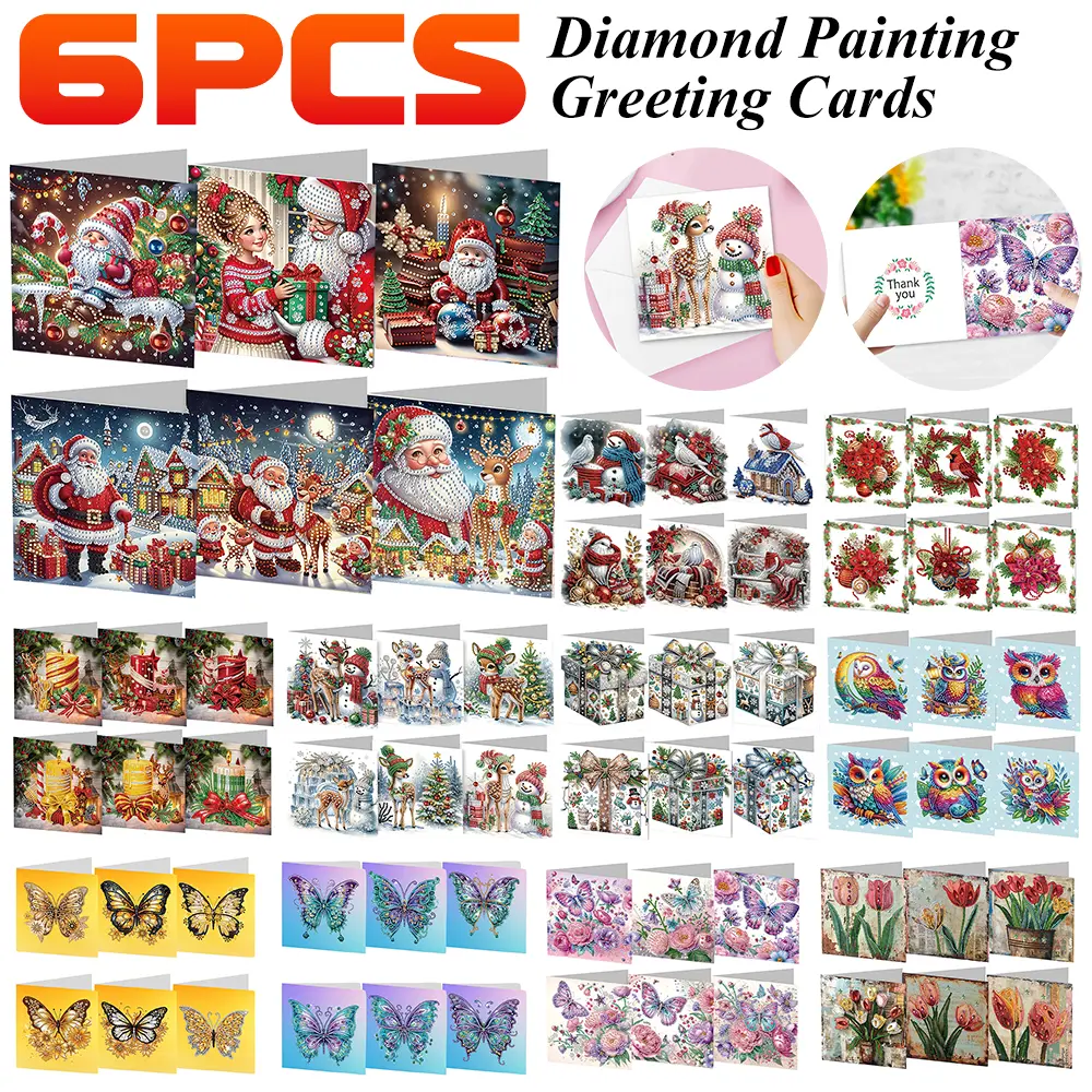 Diamond Painting Greeting Card Diamond Painting Mosaic Postcards DIY Handmade Daily Wish Cards Gifts Christmas Decorations 2024