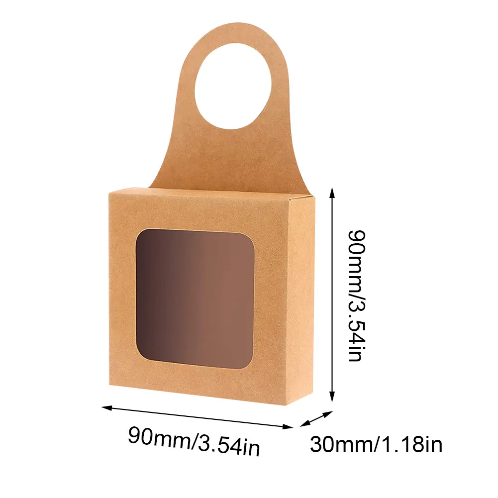 25Pcs Kraft Paper Wine Bottle Box with Window Foldable Wine Candy Boxes Visible Window Decorative Wine Boxes Xmas Party Supplies