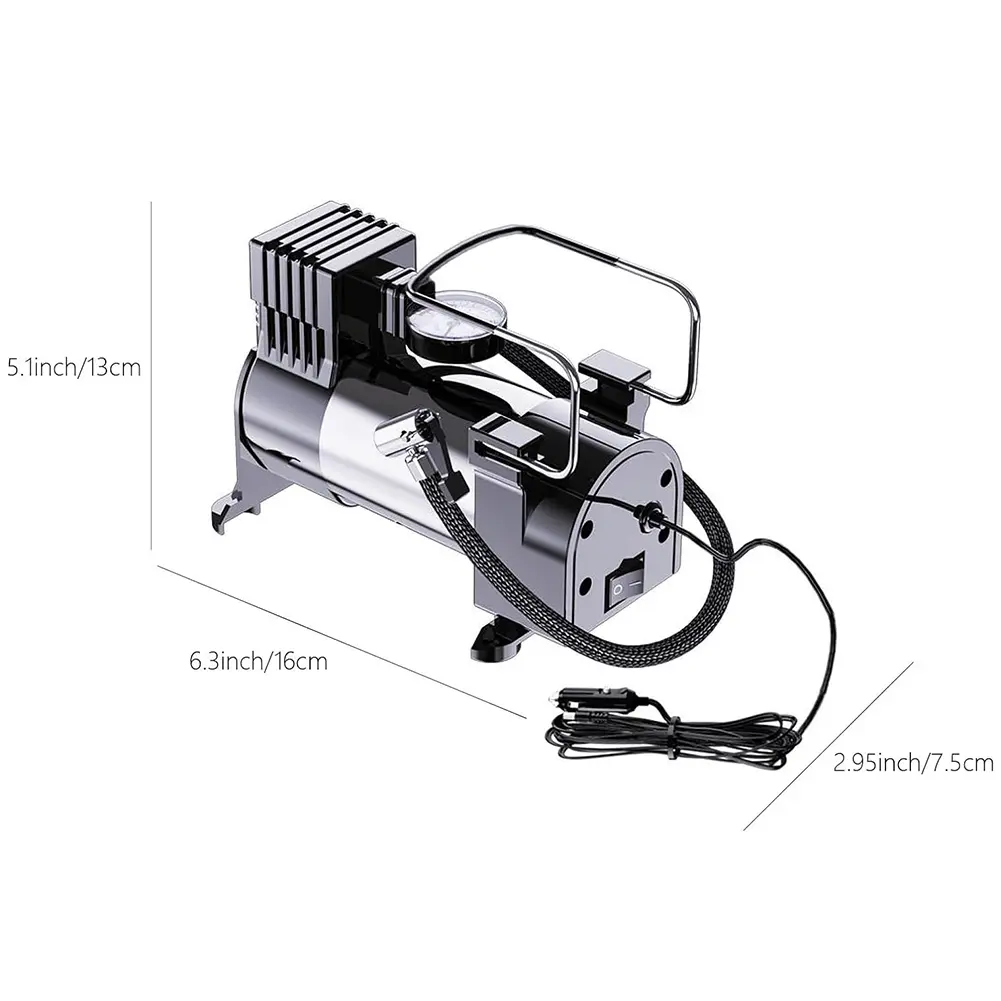 12V Car Electric Air Pump Cylinder Power System Electric Tire Inflator with Pressure Gauge Mini Air Compressor Car Tyre Inflator