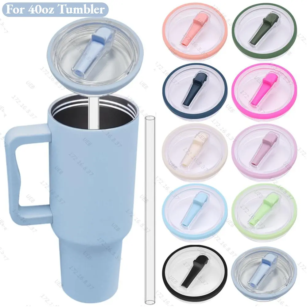 For Stanley 40oz Tumblers Flip Straw Lid Replacement Spill Proof Tumbler Flip Straw Lid Splash Resistant Cover for Stanley Cup