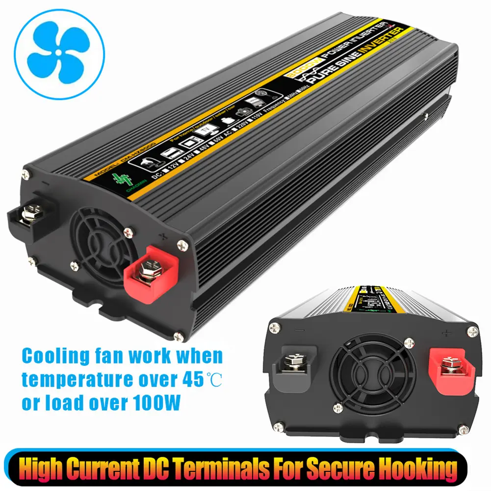 10000W/12000W Pure Sine Wave Inverter LED Display Car Inverter Converter Voltage Transformer DC 12 TO AC 220V 110V