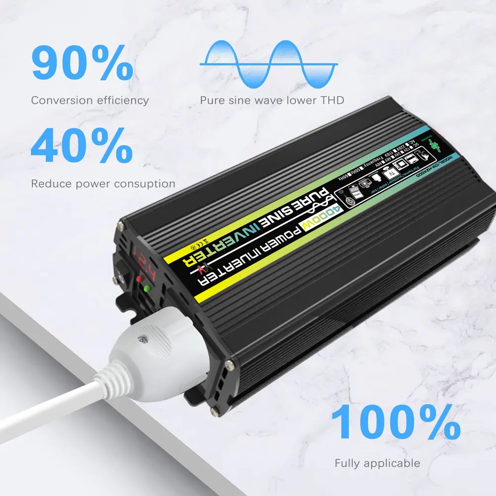 10000W/12000W Pure Sine Wave Inverter LED Display Car Inverter Converter Voltage Transformer DC 12 TO AC 220V 110V