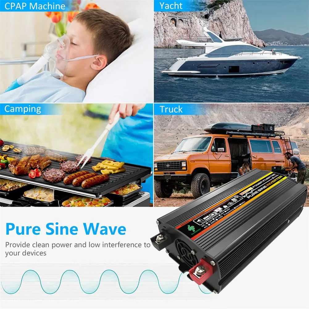 10000W/12000W Pure Sine Wave Inverter LED Display Car Inverter Converter Voltage Transformer DC 12 TO AC 220V 110V